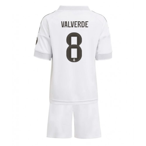 Stroje piłkarskie Real Madrid Federico Valverde #8 Koszulka Podstawowej dla dzieci 2025-26 Krótki Rękaw (+ szorty)